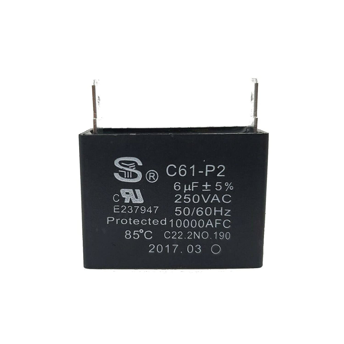 C61-P2 Capacitor 6uF 250VAC 50/60Hz 10000AFC C22.2NO.190 85